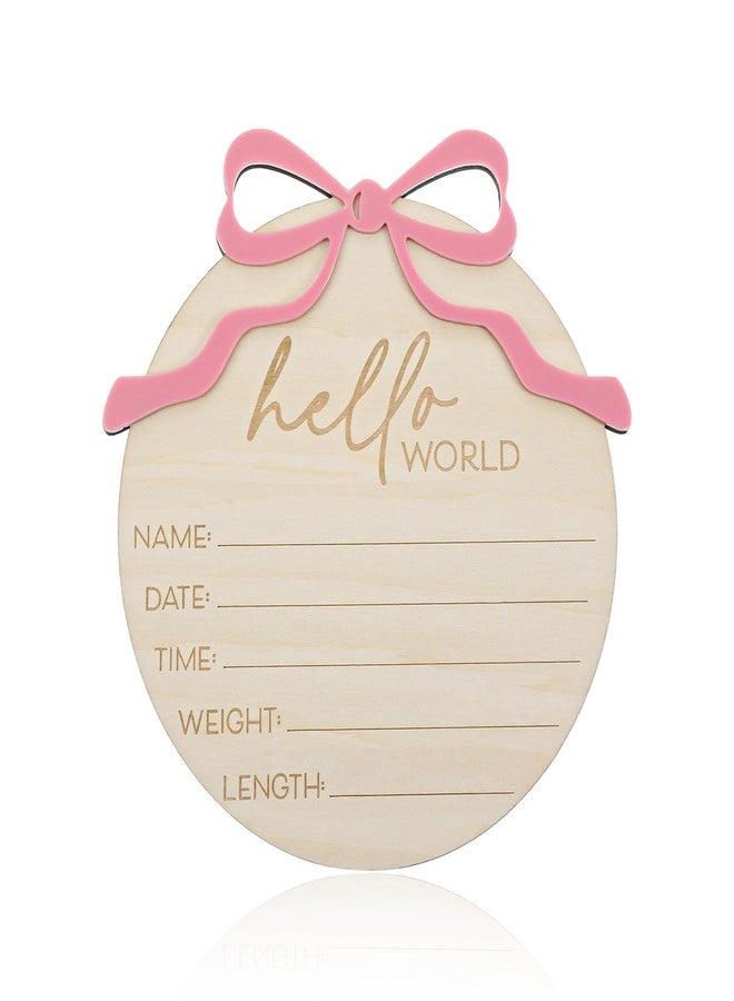 Nogeqi Hello World Newborn Sign Baby Name Announcement Sign Bow Birth Announcement Sign for Hospital Baby Welcome for Boys and Girls Photo Props Shower Nursery - Image 1